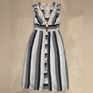 Chic Striped Midi Dress with Button Detail